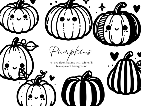 Download Cute Fall Pumpkins PNG Digital Stamps - Pumpkin Collection
