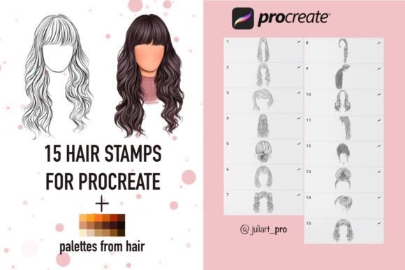 Download &nbsp;Hair Stamps for Procreate + Palettes - Premium Resources